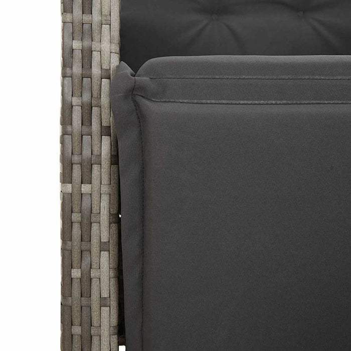 Set bistro de grădină cu perne, 9 piese, gri, poliratan - WALTI WALTI