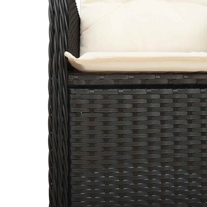 Set bistro de grădină, 9 piese, cu perne, negru, poliratan - WALTI WALTI