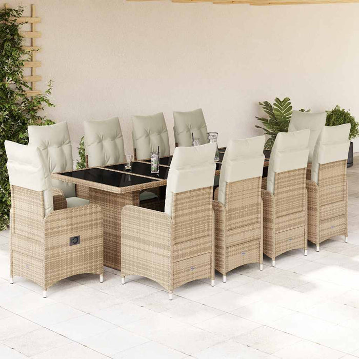 Set bistro de grădină, 11 piese, cu perne, bej, poliratan - WALTI WALTI