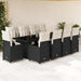 Set bistro de grădină, 11 piese, cu perne, negru, poliratan - WALTI WALTI