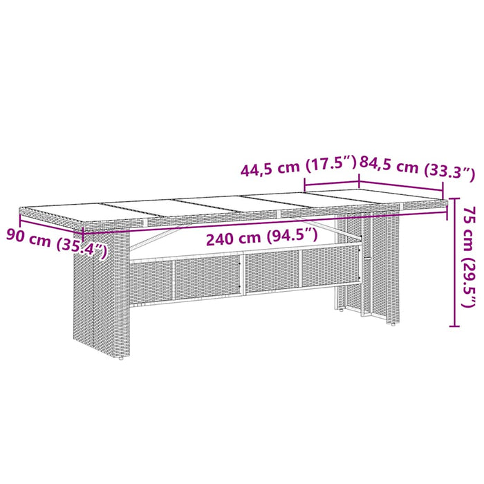 Set bistro de grădină cu perne, 9 piese, maro, poliratan - WALTI WALTI