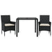 Set mobilier de grădină cu perne 3 piese negru poliratan&sticlă - WALTI WALTI
