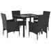Set mobilier de grădină cu perne 5 piese negru poliratan&sticlă - WALTI WALTI