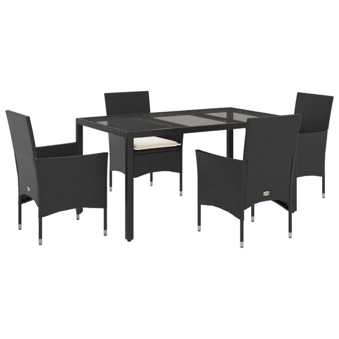 Set mobilier de grădină cu perne 5 piese negru poliratan&sticlă - WALTI WALTI