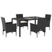 Set mobilier de grădină cu perne 5 piese negru poliratan&sticlă - WALTI WALTI