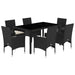 Set mobilier de grădină cu perne 7 piese negru poliratan&sticlă - WALTI WALTI