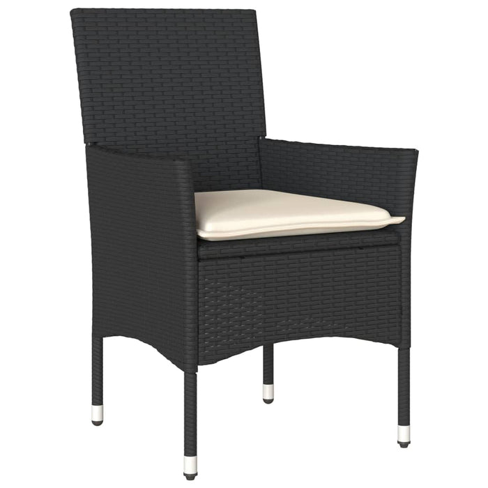 Set mobilier de grădină cu perne 9 piese negru poliratan&sticlă WALTI