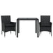 Set mobilier de grădină cu perne 3 piese negru poliratan&sticlă - WALTI WALTI