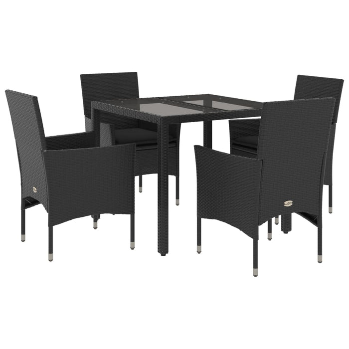 Set mobilier de grădină cu perne 5 piese negru poliratan&sticlă - WALTI WALTI