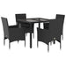 Set mobilier de grădină cu perne 5 piese negru poliratan&sticlă - WALTI WALTI