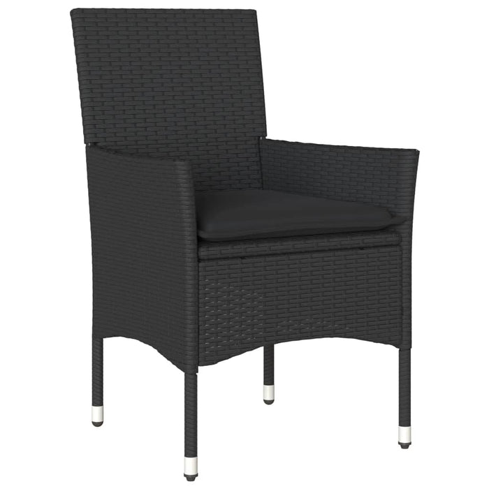 Set mobilier de grădină cu perne 7 piese negru poliratan&sticlă WALTI