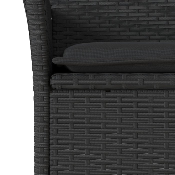 Set mobilier de grădină cu perne 9 piese negru poliratan&sticlă WALTI