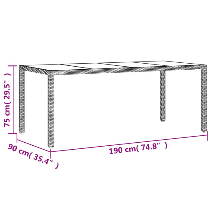 Set mobilier de grădină cu perne 9 piese negru poliratan&sticlă WALTI