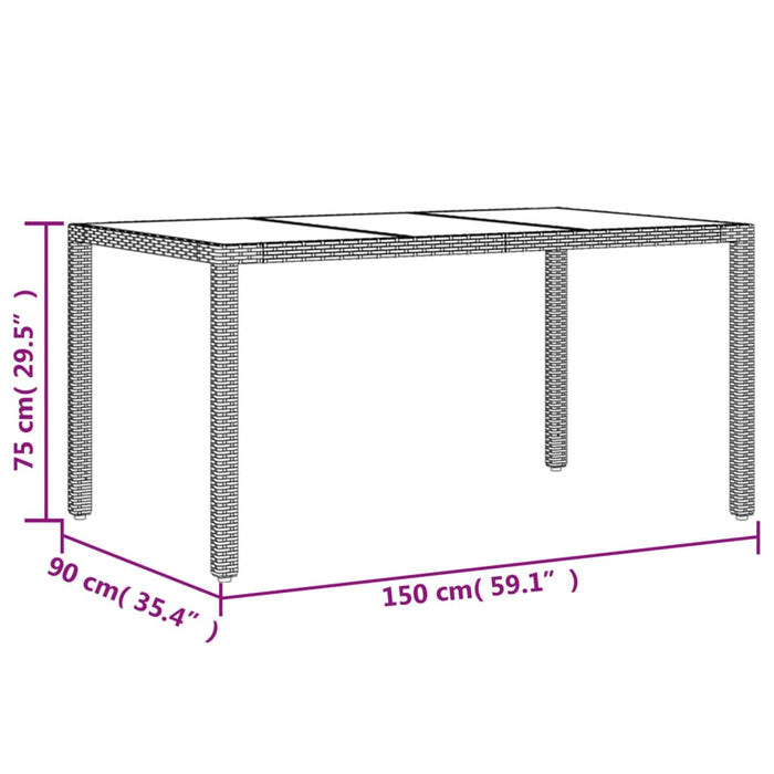 Set mobilier de grădină cu perne 7 piese gri poliratan & sticlă - WALTI WALTI
