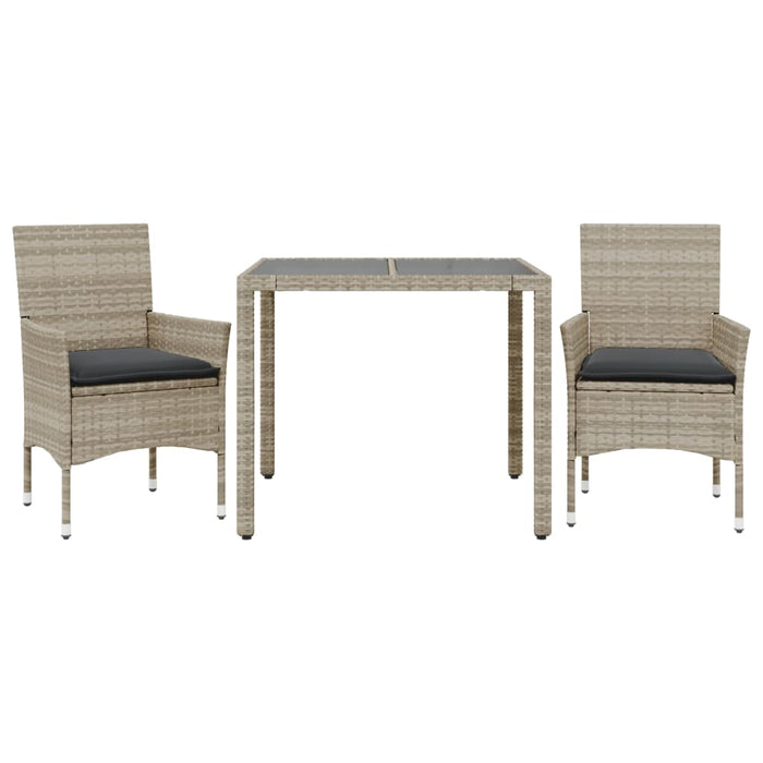 Set mobilier grădină perne 3 piese gri deschis poliratan sticlă - WALTI WALTI