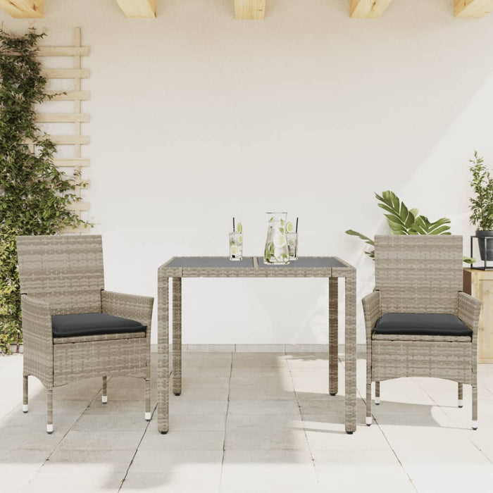 Set mobilier grădină perne 3 piese gri deschis poliratan sticlă - WALTI WALTI