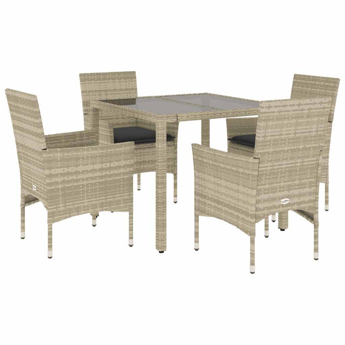 Set mobilier grădină perne 5 piese gri deschis poliratan sticlă - WALTI WALTI