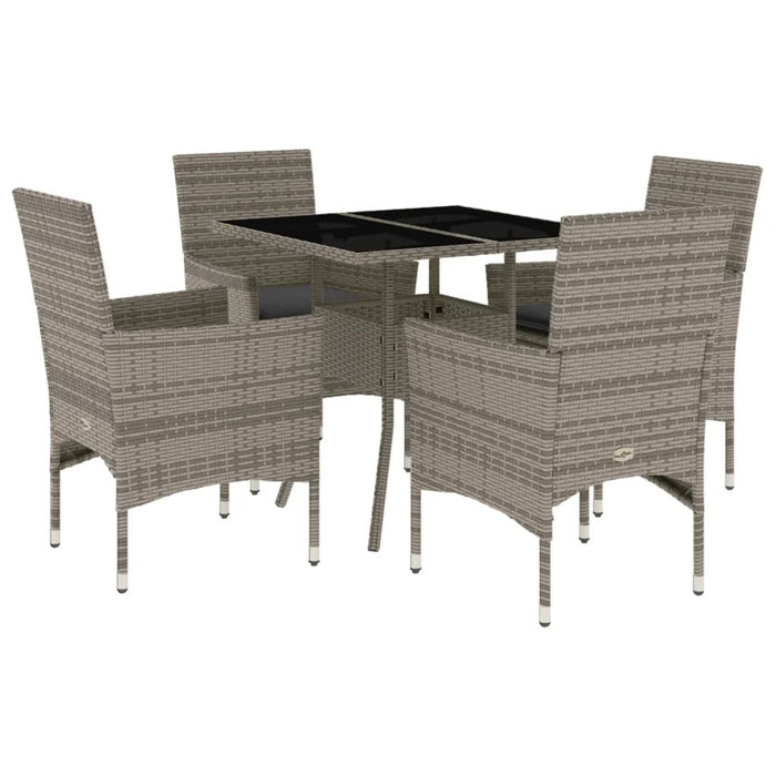 Set mobilier de grădină cu perne 5 piese gri poliratan & sticlă - WALTI WALTI