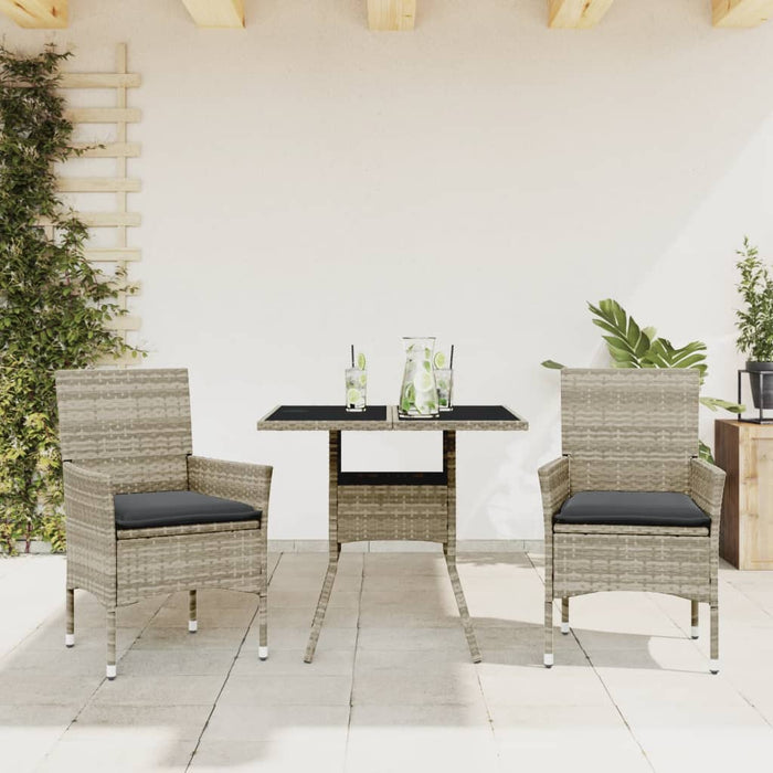 Set mobilier grădină perne 3 piese gri deschis poliratan sticlă - WALTI WALTI