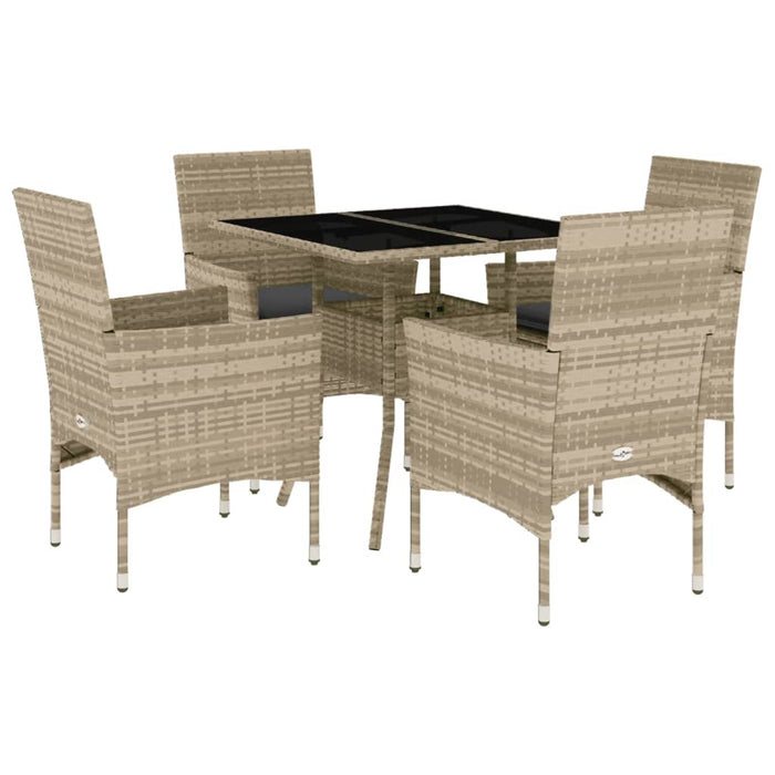 Set mobilier grădină perne 5 piese gri deschis poliratan sticlă - WALTI WALTI