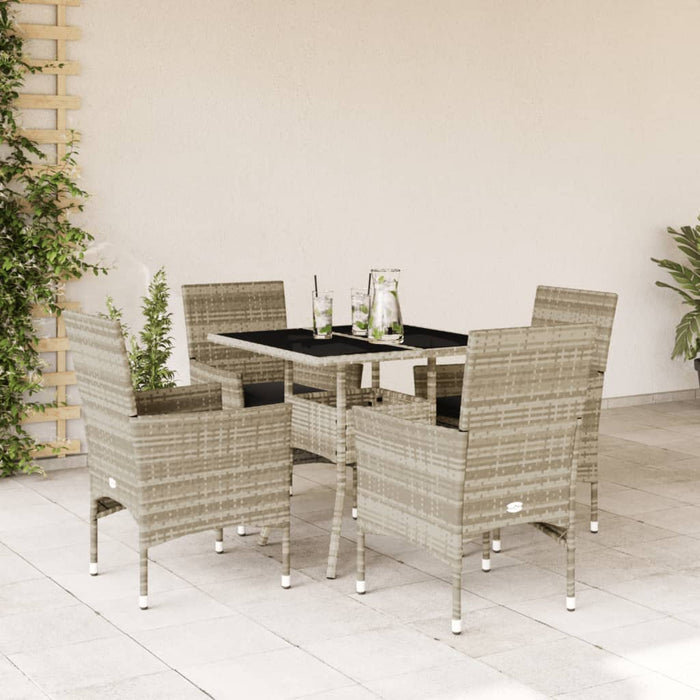 Set mobilier grădină perne 5 piese gri deschis poliratan sticlă - WALTI WALTI