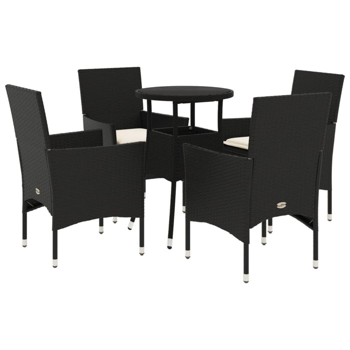 Set mobilier de grădină cu perne 5 piese negru poliratan&sticlă - WALTI WALTI