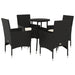 Set mobilier de grădină cu perne 5 piese negru poliratan&sticlă - WALTI WALTI