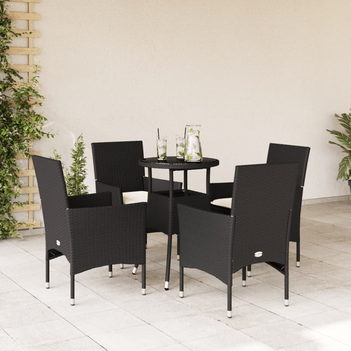 Set mobilier de grădină cu perne 5 piese negru poliratan&sticlă - WALTI WALTI