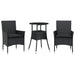 Set mobilier de grădină cu perne 3 piese negru poliratan&sticlă - WALTI WALTI
