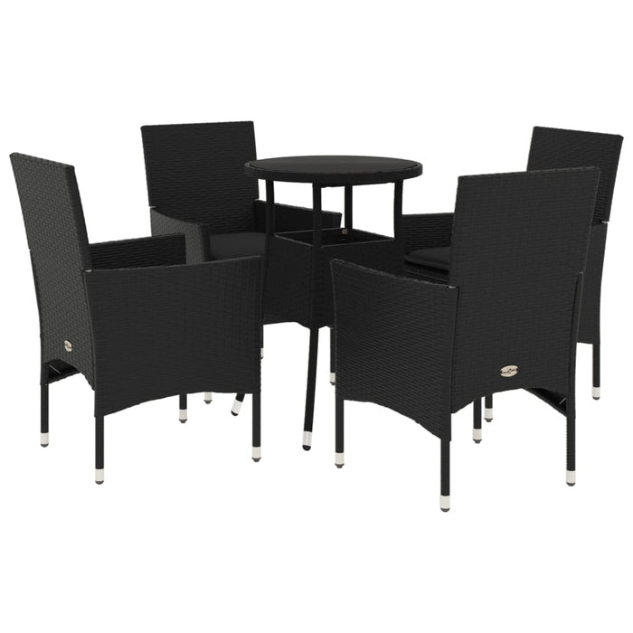 Set mobilier de grădină cu perne 5 piese negru poliratan&sticlă - WALTI WALTI