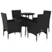 Set mobilier de grădină cu perne 5 piese negru poliratan&sticlă - WALTI WALTI