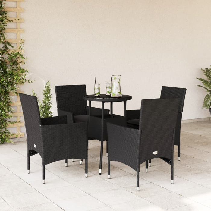 Set mobilier de grădină cu perne 5 piese negru poliratan&sticlă - WALTI WALTI