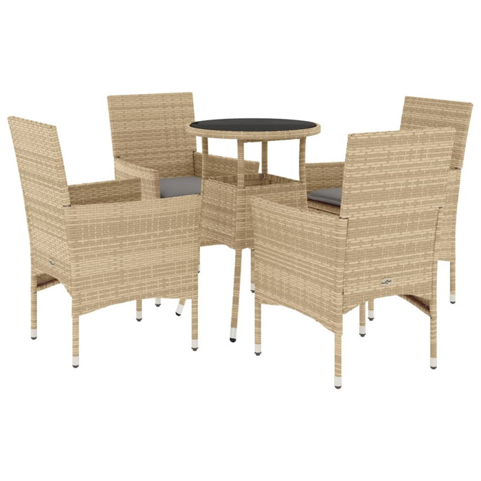 Set mobilier de grădină cu perne 5 piese bej poliratan & sticlă WALTI