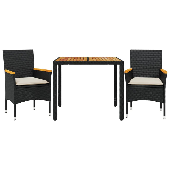 Set mobilier grădină perne 3 piese negru poliratan/lemn acacia - WALTI WALTI
