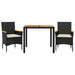 Set mobilier grădină perne 3 piese negru poliratan/lemn acacia - WALTI WALTI