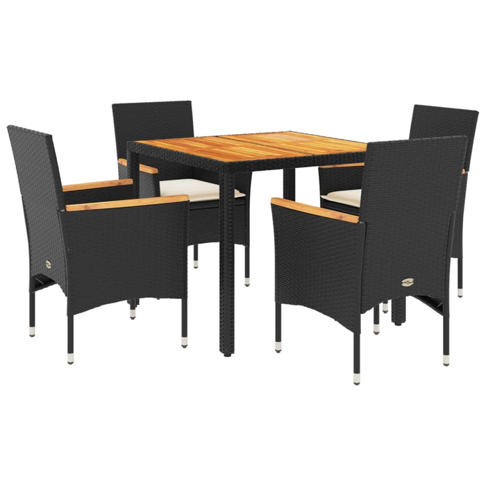 Set mobilier grădină perne 5 piese negru poliratan/lemn acacia - WALTI WALTI
