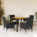 Set mobilier grădină perne 5 piese negru poliratan/lemn acacia - WALTI WALTI