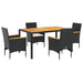 Set mobilier grădină perne 5 piese negru poliratan/lemn acacia - WALTI WALTI