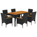 Set mobilier grădină perne 7 piese negru poliratan/lemn acacia - WALTI WALTI