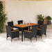 Set mobilier grădină perne 7 piese negru poliratan/lemn acacia - WALTI WALTI