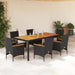 Set mobilier grădină perne 7 piese negru poliratan/lemn acacia - WALTI WALTI