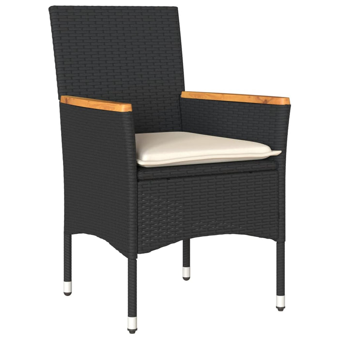 Set mobilier grădină perne 9 piese negru poliratan/lemn acacia WALTI