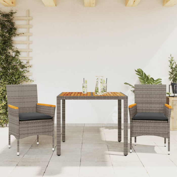 Set mobilier grădină cu perne 3 piese gri poliratan/lemn acacia - WALTI WALTI