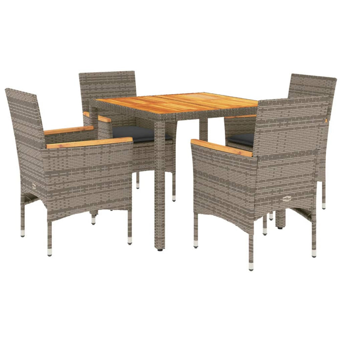 Set mobilier grădină cu perne 5 piese gri poliratan/lemn acacia - WALTI WALTI