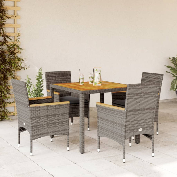 Set mobilier grădină cu perne 5 piese gri poliratan/lemn acacia - WALTI WALTI