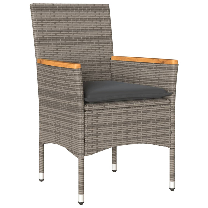 Set mobilier grădină cu perne 7 piese gri poliratan/lemn acacia WALTI