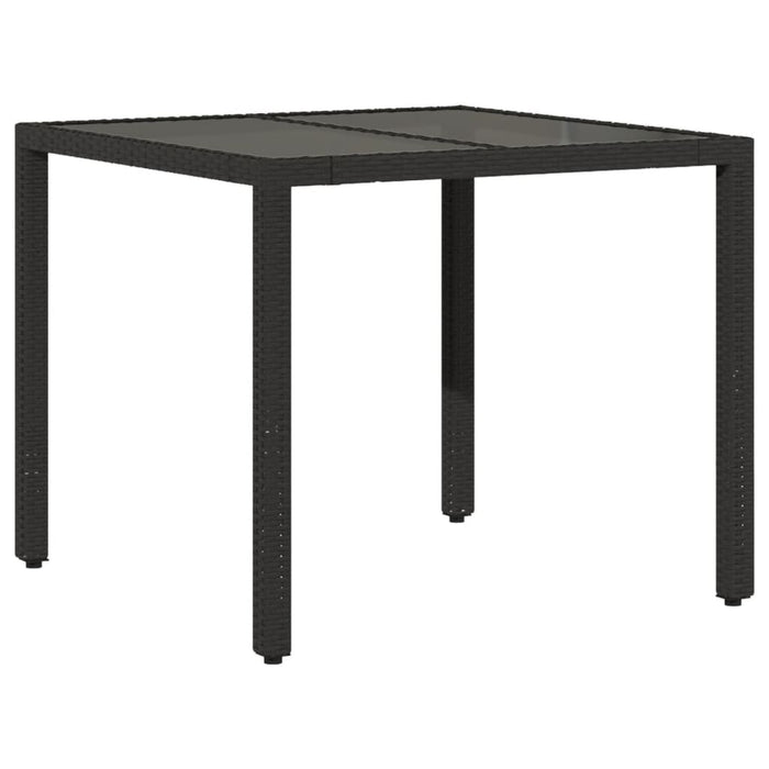 Set mobilier de grădină cu perne 3 piese negru poliratan&sticlă - WALTI WALTI