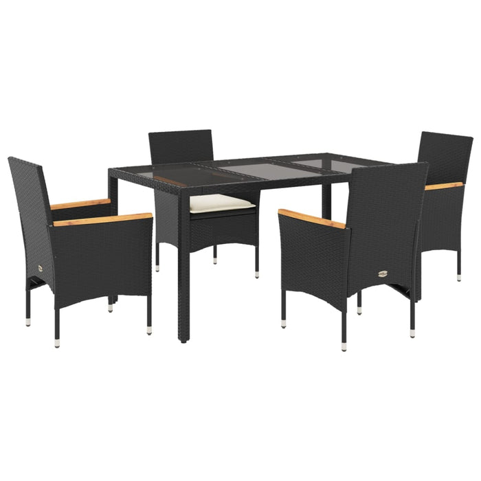 Set mobilier de grădină cu perne 5 piese negru poliratan&sticlă - WALTI WALTI