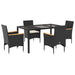 Set mobilier de grădină cu perne 5 piese negru poliratan&sticlă - WALTI WALTI