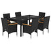 Set mobilier de grădină cu perne 7 piese negru poliratan&sticlă - WALTI WALTI